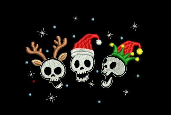 Funny Skulls Merry Christmas: Embroidery Design Review