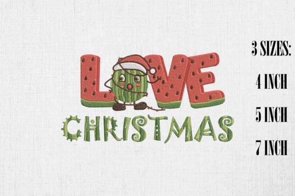 Love Christmas Watermelon Embroidery for Etsy Sellers