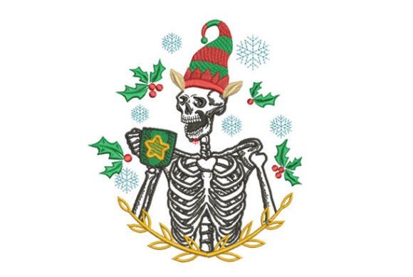 Skeleton Drinking Chocolate at Christmas